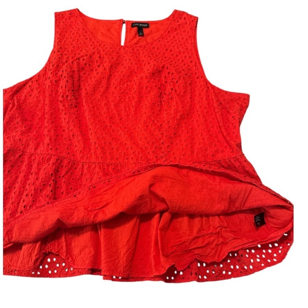 Lane Bryant Red Eyelet‎ Peplum Tank Top Plus Size 26 Resortcore Coastal Grandma - Picture 9 of 9